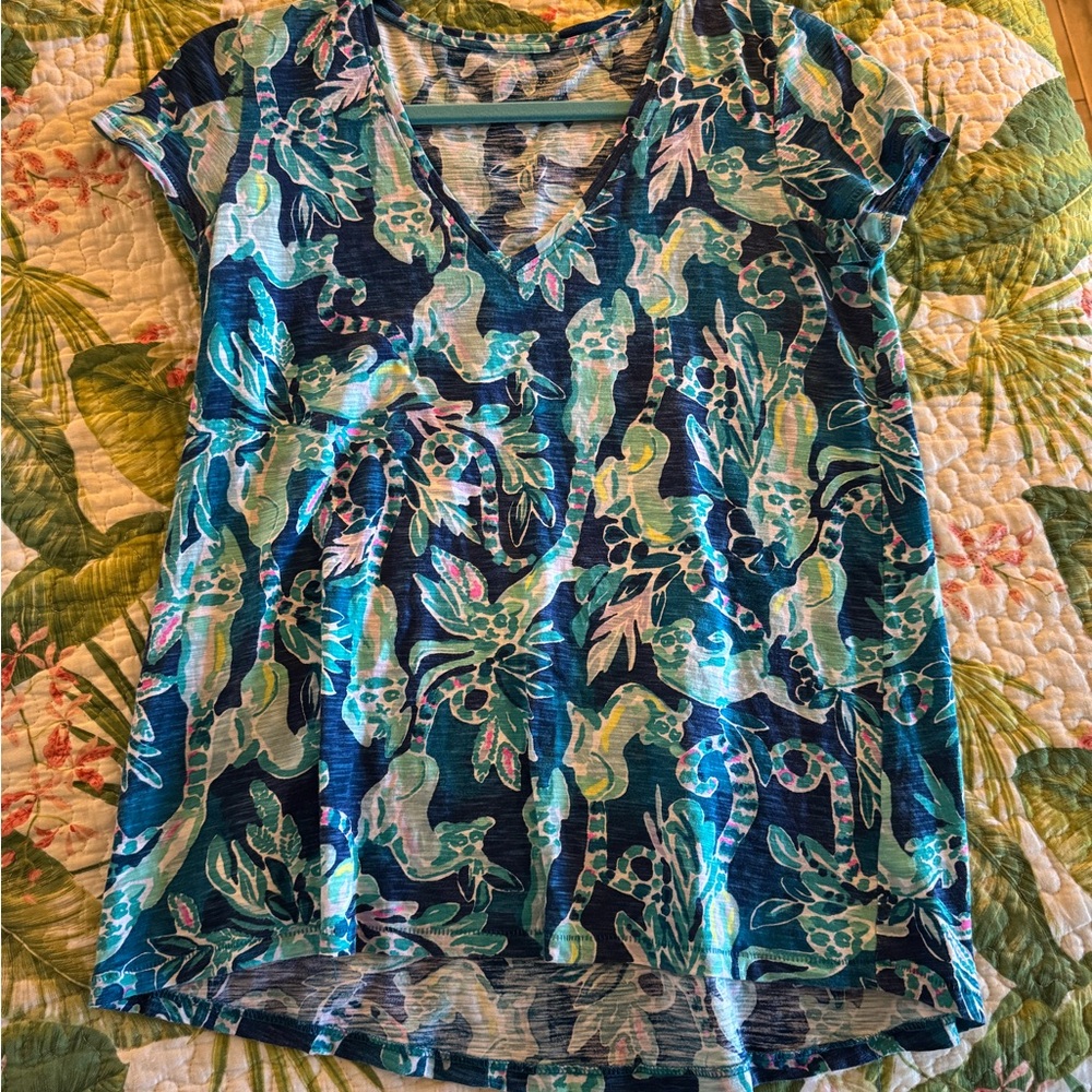 Lilly Pulitzer Blue and Green Short Sleeve Tee